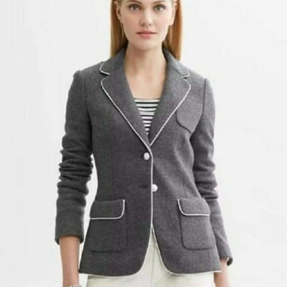BANANA REPUBLIC Gray Italian Wool Blazer 6 Jacket - Picture 1 of 11